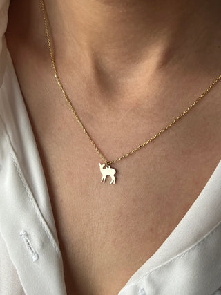 Minimalist Deer Pendant Doe Necklace In 925 Sterling Silver