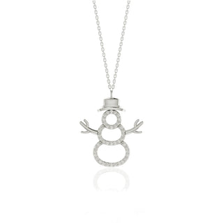 0.15CT Round Cut Snowman Moissanite Diamond Necklace in 925 Sterling Silver