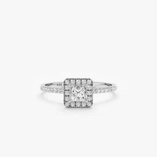 0.50TCW Princess Halo Pave Moissanite Diamond Engagement Ring in 925 Sterling Silver