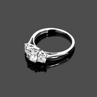 1.0 CT Round Moissanite Three Stone Style Diamond Ring in 925 Sterling Silver- The ‘Jasper’ Ring