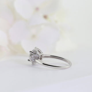 0.75 CT Round Moissanite Unique Rose  Diamond Ring in 925 Sterling Silver- The ‘Fernando’ Ring