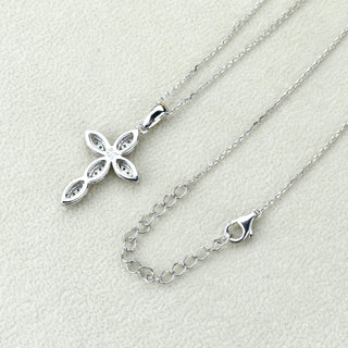 2.0 TCW Round Moissanite Cross Diamond Necklace in 925 Sterling Silver- The ‘Franklin’ Necklace