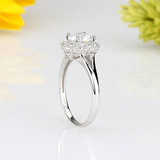 1.2 CT Round Moissanite Halo Diamond Ring in 925 Sterling Silver- The ‘Asia’ Ring