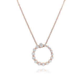 0.2 TCW Round Moissanite Halo Diamond Necklace in 925 Sterling Silver- The ‘Tobias’ Necklace