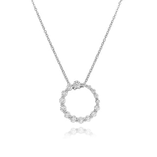 0.2 TCW Round Moissanite Halo Diamond Necklace in 925 Sterling Silver- The ‘Tobias’ Necklace