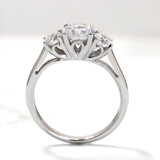 1.0 CT Round Moissanite Three Stone Style Diamond Ring in 925 Sterling Silver- The ‘Jasper’ Ring