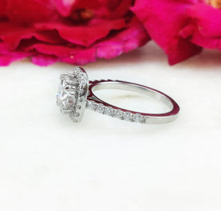 2.0 CT Round Moissanite Halo & Pave Diamond Ring in 925 Sterling Silver- The ‘Leroy’ Ring