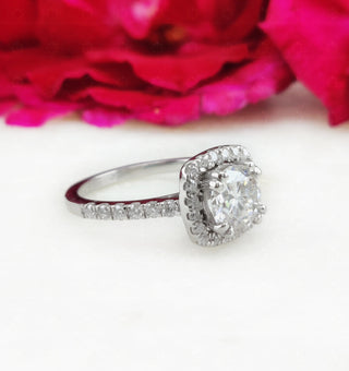 1.75 CT Round Moissanite Halo & Pave Diamond Ring in 925 Sterling Silver- The ‘Grant’ Ring