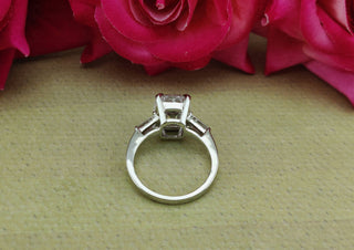 4.0 CT Cushion Moissanite Three Stone Diamond Ring in 925 Sterling Silver- The ‘Cyrus’ Ring