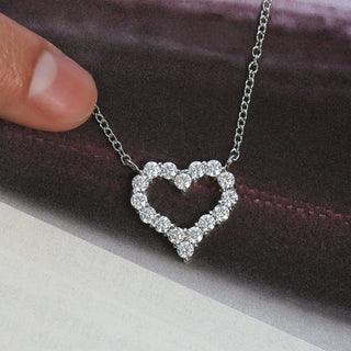 1.5 CT Round Moissanite Heart Diamond Necklace in 925 Sterling Silver- The ‘Marissa’ Necklace