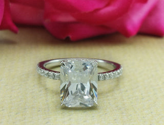 3.50 CT Radiant Moissanite Pave Diamond Ring in 925 Sterling Silver- The ‘Dawn’ Ring