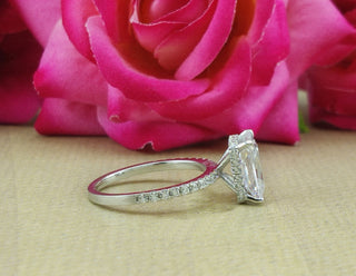 3.50 CT Radiant Moissanite Pave Diamond Ring in 925 Sterling Silver- The ‘Dawn’ Ring