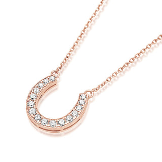 0.15 TCW Round Moissanite Horseshoe Diamond Necklace in 925 Sterling Silver- The ‘Damian’ Necklace