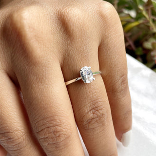 0.75 TCW Oval Moissanite Solitaire Diamond Ring in 925 Sterling Silver- The 'Paige’ Ring