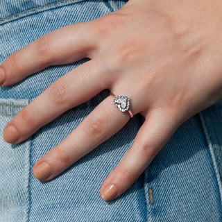 0.11 TCW Baguette & Round Moissanite Floating Diamond Ring in 925 Sterling Silver- The 'Bradley’ Ring