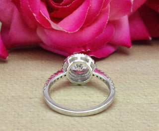 1.0 CT Round Moissanite Halo & Pave Diamond Ring in 925 Sterling Silver- The ‘Gabriella’ Ring