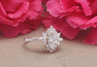 1.0 CT Marquise Moissanite Cluster Diamond Ring in 925 Sterling Silver- The ‘Rory’ Ring