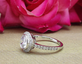 1.0 CT Round Moissanite Halo & Pave Diamond Ring in 925 Sterling Silver- The ‘Gabriella’ Ring