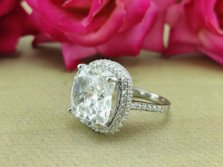 3.50 CT Cushion Moissanite Halo & Pave Diamond Ring in 925 Sterling Silver- The ‘Casey’ Ring