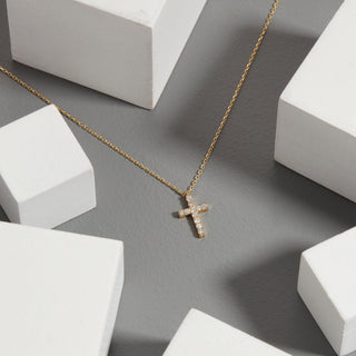 0.18 TCW Round Moissanite Cross Diamond Necklace in 925 Sterling Silver- The ‘Jasper’ Necklace