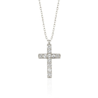 0.18 TCW Round Moissanite Cross Diamond Necklace in 925 Sterling Silver- The ‘Jasper’ Necklace