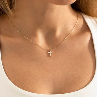 0.18 TCW Round Moissanite Cross Diamond Necklace in 925 Sterling Silver- The ‘Jasper’ Necklace