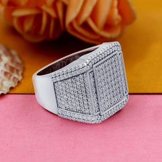 2.32 TCW Round Moissanite Hip Hop Ring Micro Pave Synthetic Wedding Band in 925 Sterling Silver- The ‘Gabriel’ Wedding Band