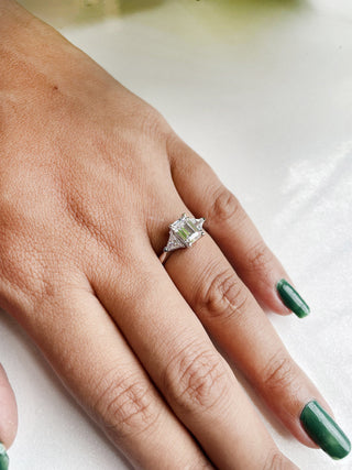 1.0 CT Emerald Moissanite Three Stone Style Diamond Ring in 925 Sterling Silver- The ‘Sienna’ Ring