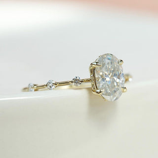 2.0 CT Oval Moissanite Dainty Diamond Ring in 925 Sterling Silver- The ‘Ariel’ Ring