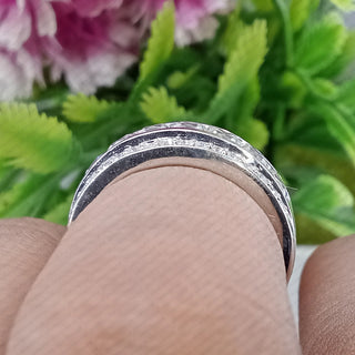 1.95 TCW  Princess & Round Moissanite Half Eternity Wedding Band in 925 Sterling Silver- The ‘Jackson’ Wedding Band