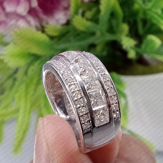 1.95 TCW  Princess & Round Moissanite Half Eternity Wedding Band in 925 Sterling Silver- The ‘Jackson’ Wedding Band