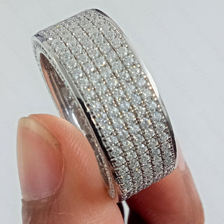 3.5 TCW Round Moissanite Micro Setting Wedding Band in 925 Sterling Silver- The ‘Oliver’ Wedding Band