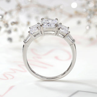 1.5 CT Radiant Moissanite Three Stone Style Diamond Ring in 925 Sterling Silver- The ‘Heidi’ Ring