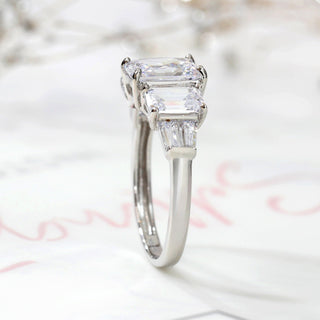 1.5 CT Radiant Moissanite Three Stone Style Diamond Ring in 925 Sterling Silver- The ‘Heidi’ Ring