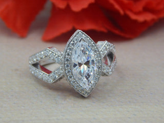 1.50 CT Marquise Moissanite Vintage Diamond Ring in 925 Sterling Silver- The ‘Gus’ Ring