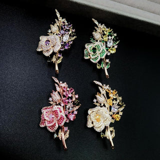 Pink Rose Flower Luxury Brooch For Women