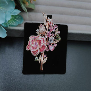 Pink Rose Flower Luxury Brooch For Women
