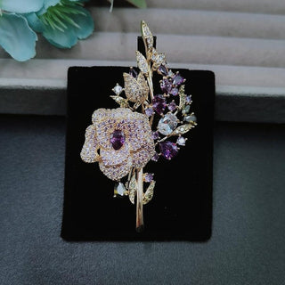 Pink Rose Flower Luxury Brooch For Women