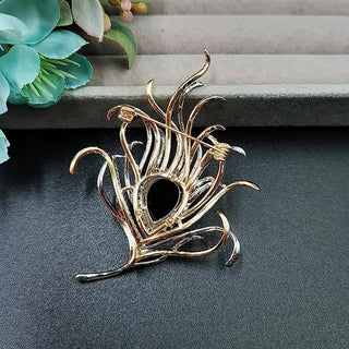 Dainty Green Peacock Feather Luxury Brooch For Women