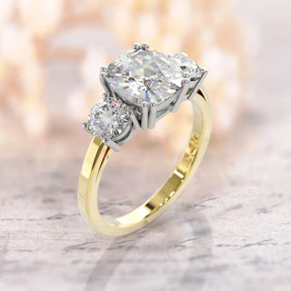 2.0TCW Cushion Three Stone Moissanite Diamond Engagement Ring in 925 Sterling Silver