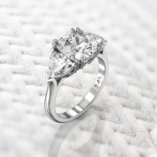 2.0TCW Cushion Cut Three Stone Moissanite Diamond Engagement Ring in 925 Sterling Silver