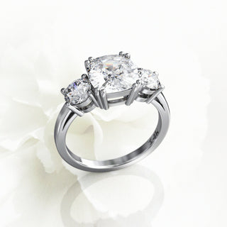 2.0TCW Cushion Three Stone Moissanite Diamond Engagement Ring in 925 Sterling Silver