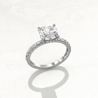 1.5TCW Cushion Hidden Halo Pave Moissanite Diamond Engagement Ring in 925 Sterling Silver