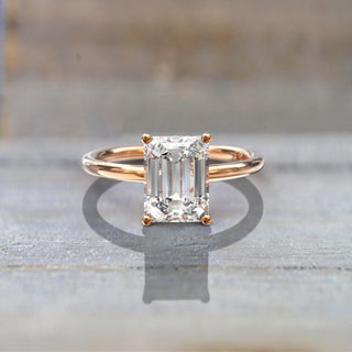 1.0-4.0TCW Emerald Cut Solitaire Moissanite Diamond Engagement Ring in 925 Sterling Silver