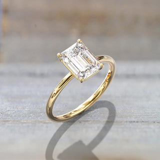 1.0-4.0TCW Emerald Cut Solitaire Moissanite Diamond Engagement Ring in 925 Sterling Silver