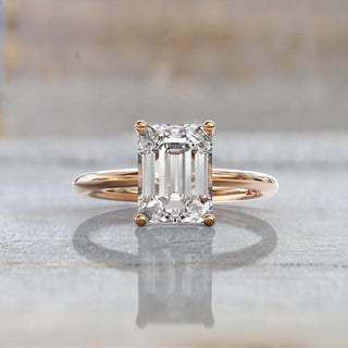 1.0-4.0TCW Emerald Cut Solitaire Moissanite Diamond Engagement Ring in 925 Sterling Silver