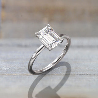 1.0-4.0TCW Emerald Cut Solitaire Moissanite Diamond Engagement Ring in 925 Sterling Silver