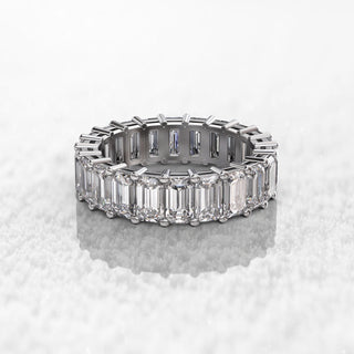 7.0TCW Emerald Cut Eternity Moissanite Diamond Wedding Band in 925 Sterling Silver