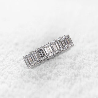 7.0TCW Emerald Cut Eternity Moissanite Diamond Wedding Band in 925 Sterling Silver