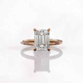 1.0-4.0TCW Emerald Cut Solitaire Moissanite Diamond Engagement Ring in 925 Sterling Silver